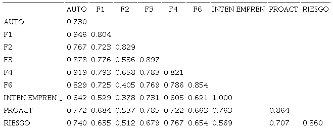 Validez Discriminante - Criterio Fornell y Larker (1981)