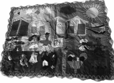 Arpillera Ruptura de los lazos familiares y comunitarios de las familias reasentadas (2015)