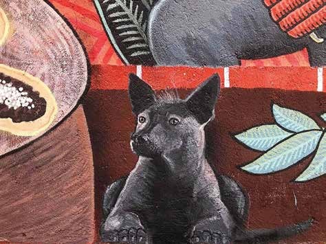 Detalle. «La vida es un carnaval / calaveras y diablitos invaden mi corazón» por Muertitos de hambre