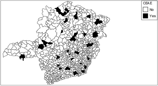 The 27 health units (Specialized Care Centers and a Medical Center) dispersed over the state area. Source: Software Tabwin 2019.