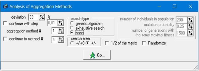 Screenshot of the software module for experimental research of combinatorial method using the GA.