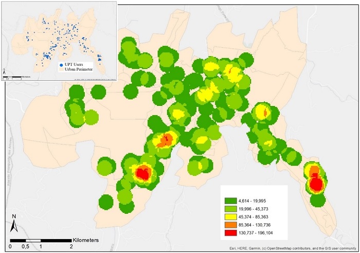 Respondents sample density within urban perimeter.