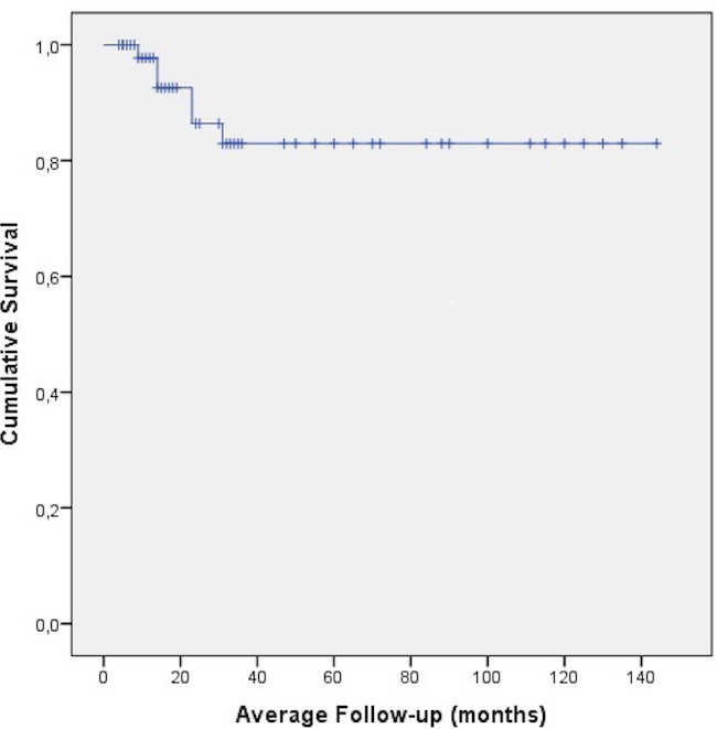 Cumulative survival rate of patients.