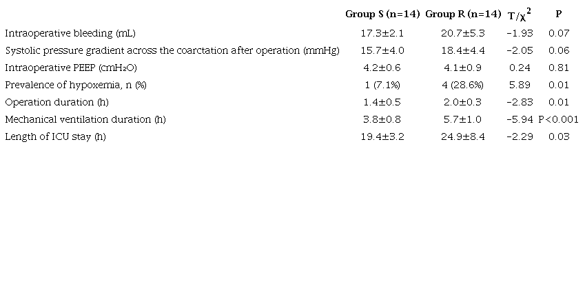 Perioperative data between the two groups.