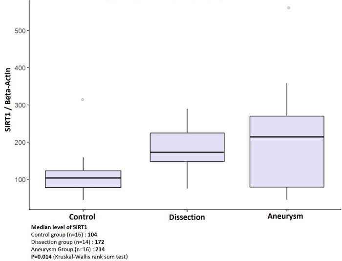 Sirtuin 1 (SIRT1) distribution diagram by groups.