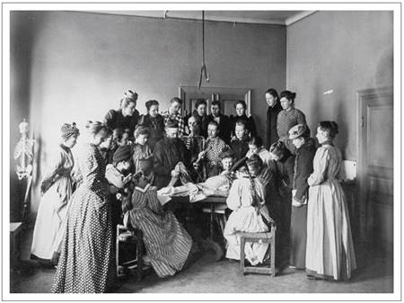 Aula de Anatomia com alunas no GCI (1891-1893)