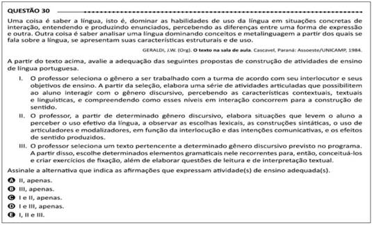 Quest&atilde;o 30 ENADE 2014