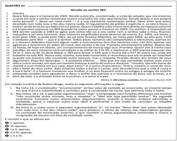 Quest&atilde;o 21 ENADE 2014