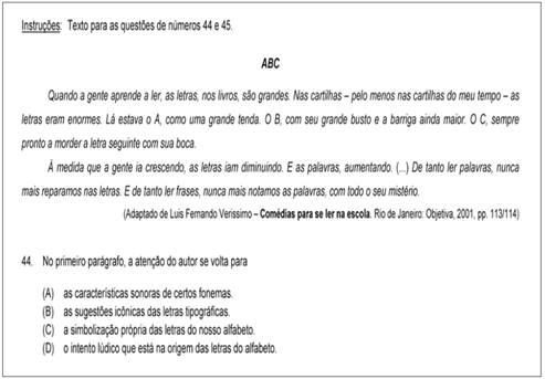 Quest&atilde;o 44 SEE/MG - PEB L&iacute;ngua Portuguesa 2012