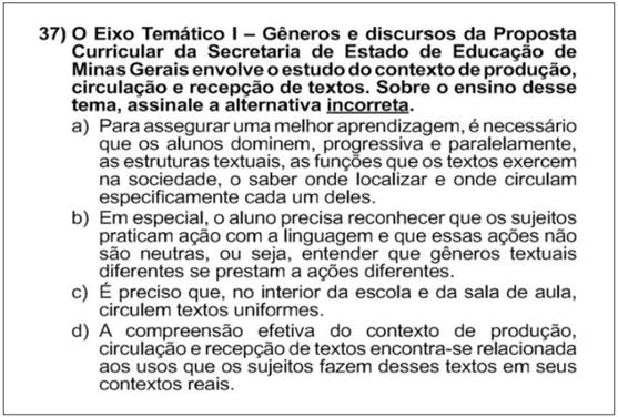Quest&atilde;o 37 SEE/MG - PEB L&iacute;ngua Portuguesa 2014