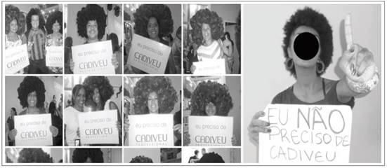 Representações imagéticas sobre as propagandas de alisamento. Imagens a esquerda - promessa do Produto; imagem a direita - reação do movimento negro. Ferramenta de busca utilizada: Google Imagens. Acesso em 28/09/2018