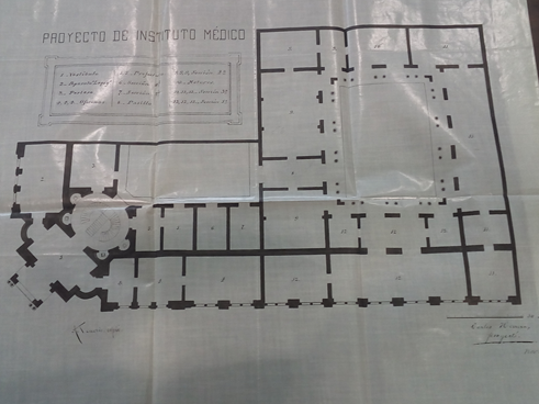Plano. Proyecto de los laboratórios de las Secciones 2ª y 3a del Instituto Médico Nacional.
