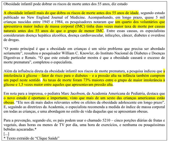 Exemplo de paráfrase
