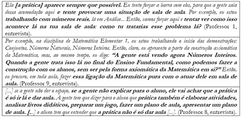 A pr&aacute;tica na Matem&aacute;tica potencializada na a&ccedil;&atilde;o docente: a matem&aacute;tica do ES e a matem&aacute;tica da EB