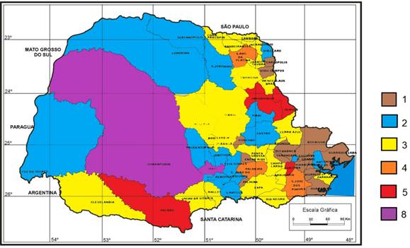 Distribui&ccedil;&atilde;o do n&uacute;mero dos inspetores escolares pelo estado do Paran&aacute; no ano de 1928.