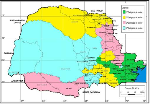 Delegacias de Ensino institu&iacute;das pela portaria n. 15, de 7 de fevereiro de 1938.