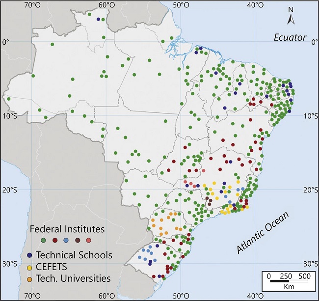  The Federal Network of Professional, Scientific and Technological Education is an important framework for accessing vocational and technological education. There are already more than 661 units around the country linked to 38 Federal Institutes, 2 Federal Centers for Technological Education (CEFETs), the Federal Technological University of Paran&aacute; (UTFPR), 22 technical schools linked to federal universities, and the Pedro II College. Adapted from source portal.mec.gov.br.