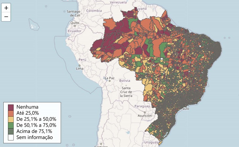 Municípios que realizaram aulas ao vivo (síncronas) mediadas pela internet em 2020