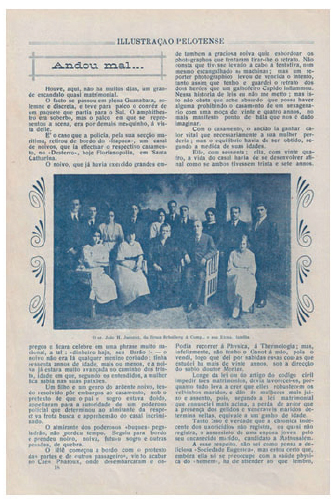Imagem da página 18 do caderno central da revista Illustração Pelotense, de 16 de janeiro de 1921 (ano III). O cenário, com coqueiros, é o mesmo encontrado em várias fotografias que aparecem na revista.