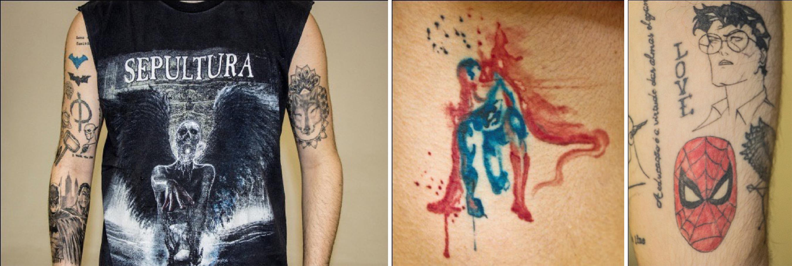 S&eacute;rie de fotos de PA com imagens de personagens.Fonte: do autor,
                        2015.