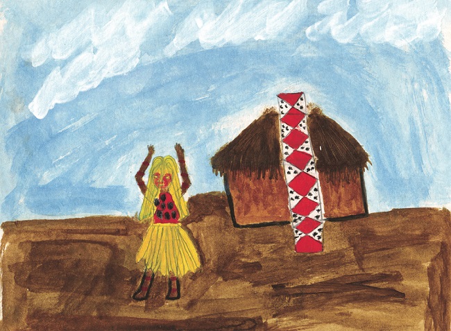 Ilustra&ccedil;&atilde;o do y&atilde;m&icirc;y de M&otilde;gm&ocirc;ka (gavi&atilde;o) durante um y&atilde;m&icirc;yxop, para o livro Hitupm&atilde;&rsquo;ax (2008), p. 150-151: M&otilde;gm&otilde;ka &eacute; um dos narradores da hist&oacute;ria de M&atilde;t&atilde;n&atilde;g.