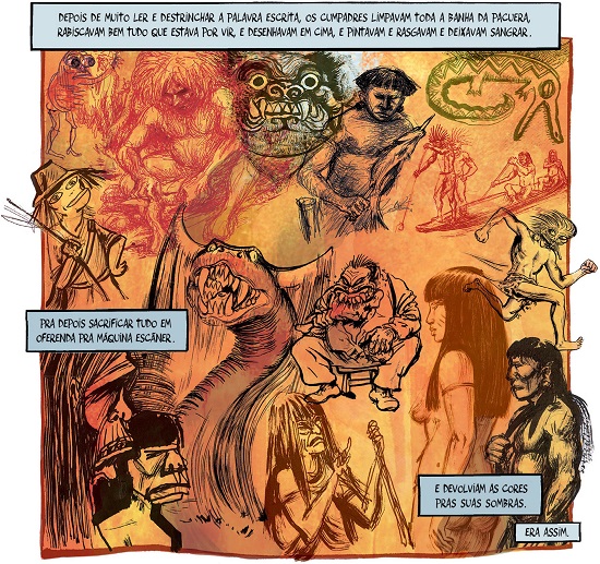 Posf&aacute;cio de Macuna&iacute;ma em quadrinhos. Abu e X (2016, p. 76).