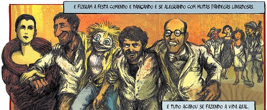 Posf&aacute;cio de Macuna&iacute;ma em quadrinhos. Abu e X (2016, p. 77).