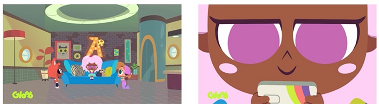 Prints das cenas iniciais do episódio Marshmelle e o celular.