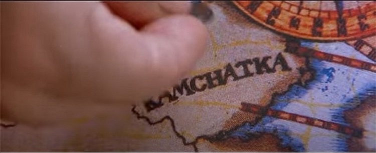 Kamchatka desenhada no mapa do jogo.