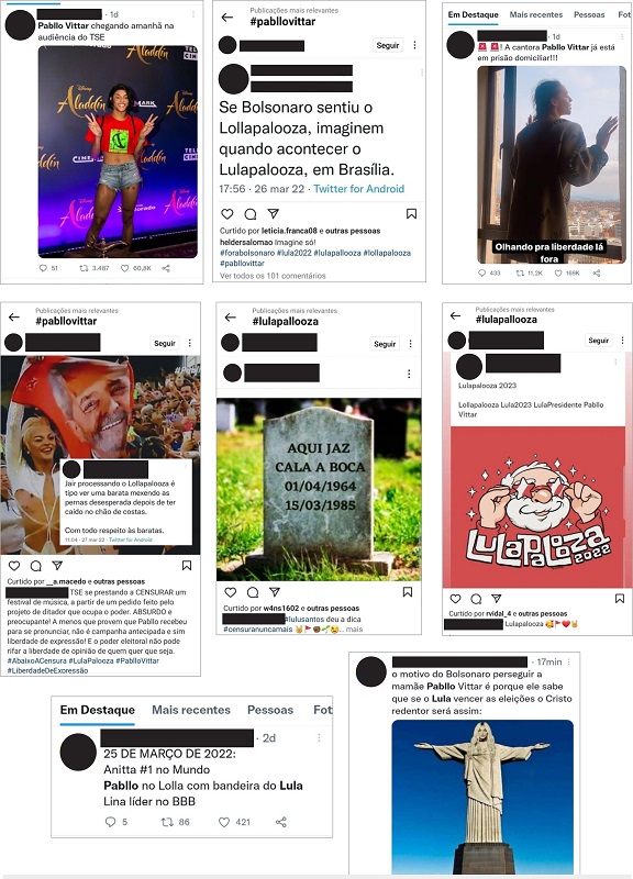 Sequ�ncia de posts no Twitter e no Instagram em apoio a Pabllo Vittar e contra a censura.