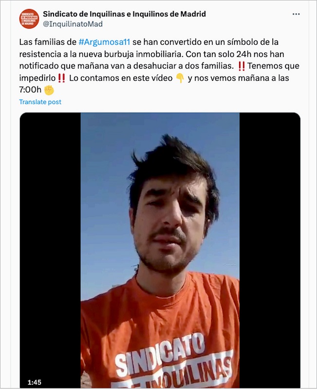 Imagem do v�deo de convoca��o para a manifesta��o em frente ao Edif�cio Argumosa.