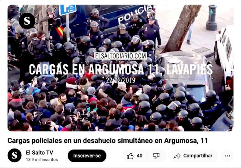 Imagem do v�deo transmitido pelo canal do jornal El Salto.