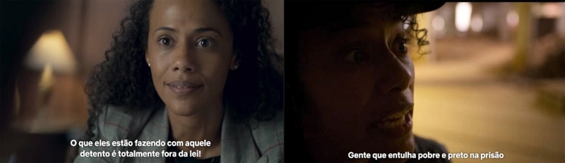 Cenas de Cristina com a promotora Irene nas temporadas 1 e 2.