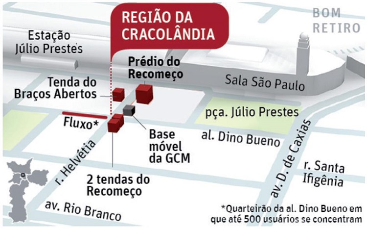 Região da Cracolândia em São Paulo, maio de 2016