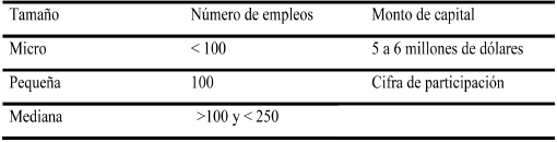 Clasificación de las MIPyMES en los Estados Unidos