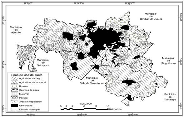 Uso
del suelo y vegetación en la ZMP en 2016