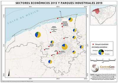 Sectores económicos 2015 y parques industriales 2019