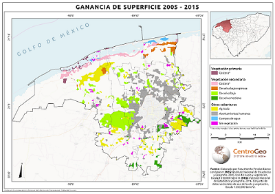 Ganancia de superficie 2005-2015
