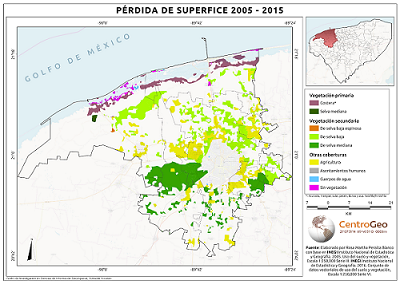 Pérdida de superficie 2005-2015