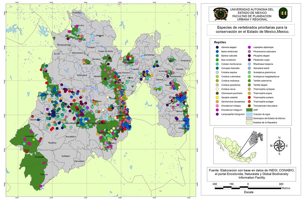 Distribuci�n de reptiles en las ANP del Estado de M�xico