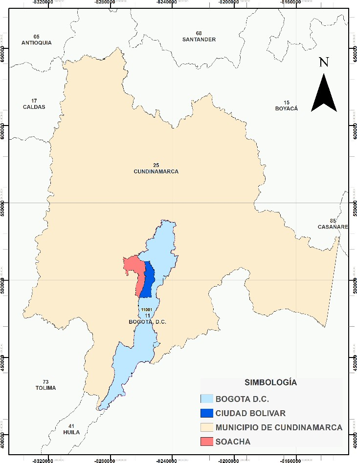 Ubicacin de los asentamientos informales de Ciudad Bolvar (Bogot) y Soacha (Cundinamarca) en Colombia