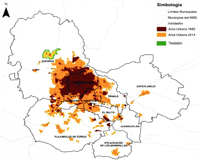 Expansi�n del �rea Metropolitana de Guadalajara 1982-2014