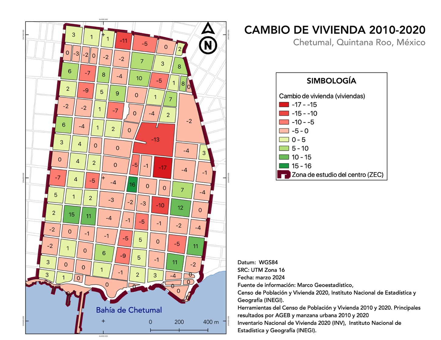 Cambio de vivienda 2010-2020 por manzana