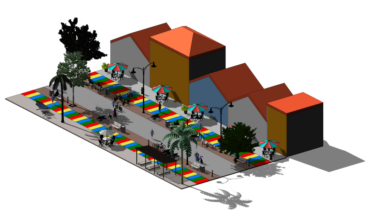 Modelado de la propuesta de intervenci�n para la calle de El Paseo de Los Turistas