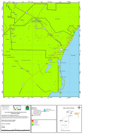 Ejemplificaci�n de cartograf�a en documentos de planificaci�n y atlas de riesgo en municipios de Quintana Roo