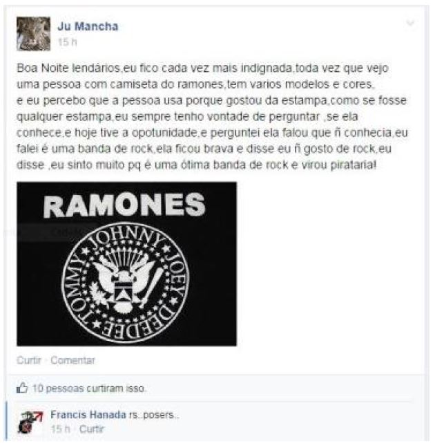  &ndash; Queixa de amea&ccedil;a de ressignifica&ccedil;&atilde;o de produtos associados ao rock por n&atilde;o membros da comunidade 