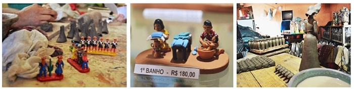 - Corpos de bonecas prontos para montagem no chão.