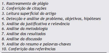 Etapas para a avaliação de um artigo científico
