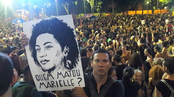 Março de 2018, Cinelândia, Rio de Janeiro, Brasil, protesto público.