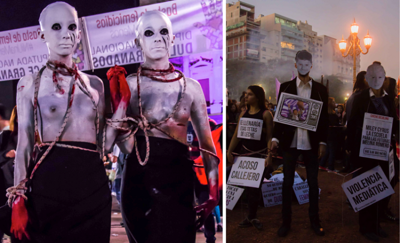 Intervenciones perform&aacute;ticas en la Plaza del Congreso, Marcha del Ni una Menos, 2015.